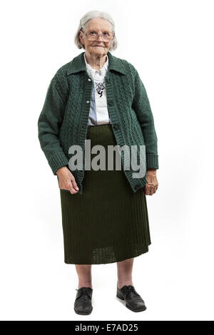 Full length of senior woman over white background Stock Photo