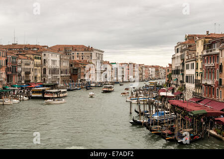 The view south west  down the Grand Canal from the Rialto Bridge in Venice Stock Photo