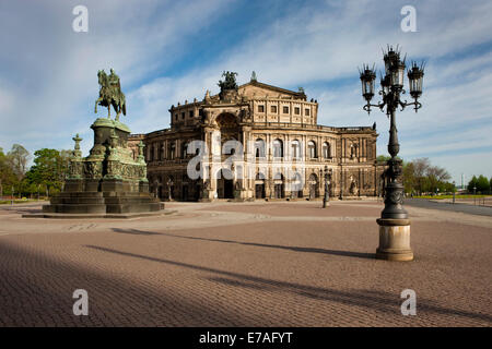 Semperoper opera house, Theaterplatz square, Dresden, Saxony, Germany Stock Photo