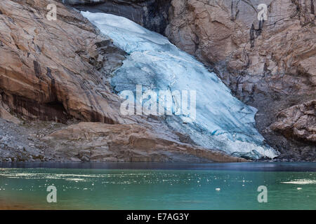 Briksdalsbreen glacier tongue of Jostedalsbreen Glacier, Briksdal valley, Stryn, Sogn og Fjordane, Norway Stock Photo