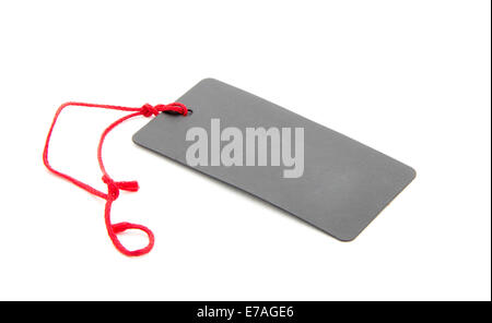 blank tag tied with red string isolated on white background Stock Photo