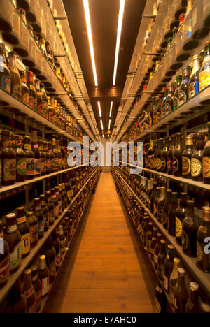 World's largest beer bottle collection at Carlsberg museum brewery. Stock Photo