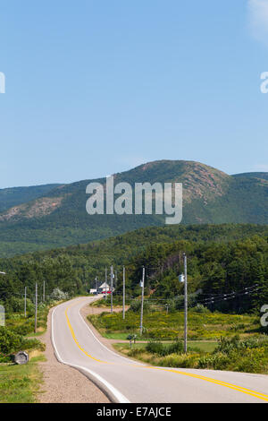 Road and mountains in Pleasant Bay - Cape Breton Stock Photo