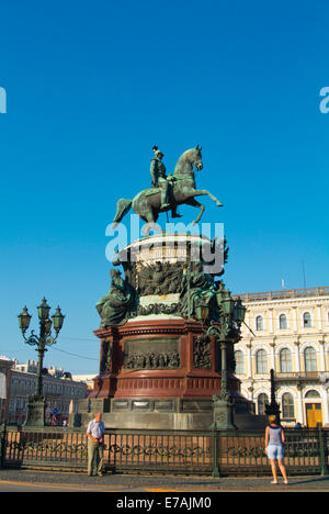 Statue of Nicholas I, St Isaac's Square, central Saint Petersburg, Russia, Europe Stock Photo