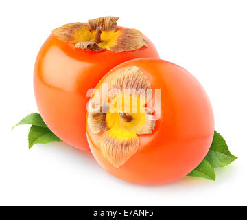 Persimmon fruits on white background Stock Photo