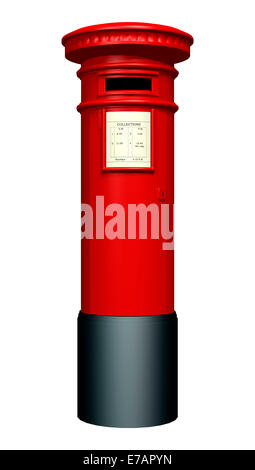 3D digital render of a red pillar mailbox isolated on white background Stock Photo