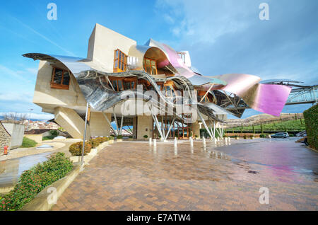 El ciego, Spain- January 10, 2014: Winery of Marques de Riscal on January 10, 2014 in Elciego, Basque Country, Spain. This moder Stock Photo