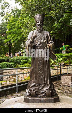 Statue of Padre Matteo Ricci an Italian Jesuit priest who brought Christianity to China in 1582 in Macau. Stock Photo