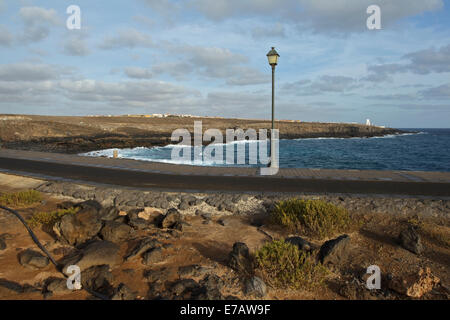 The beach promenade north of the city, El Casillo, Caleta de Fuste, Fuerteventura, Stock Photo