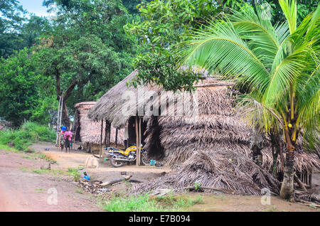 Rural scenery in the villages of eastern Sierra Leone close to Liberia Stock Photo