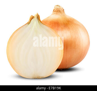 Fresh onion bulbs isolated on white background Stock Photo