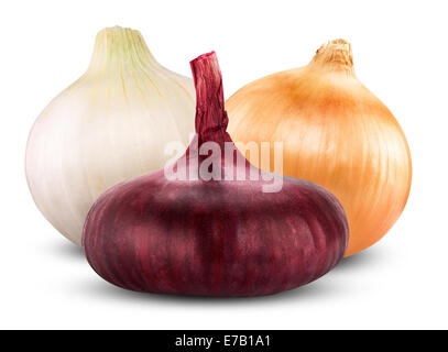 Fresh onion bulbs isolated on white background Stock Photo