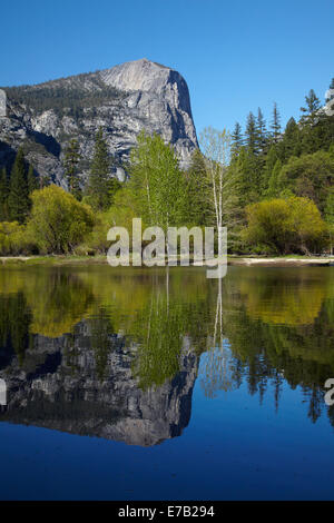 Mt Watkins reflected in Mirror Lake, Yosemite National Park, California, USA Stock Photo