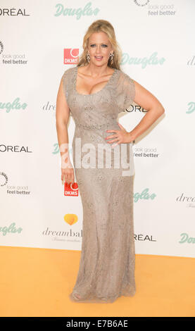 Berlin, Germany. 11th Sep, 2014. Presenter Barbara Schoeneberger arrives for the DKMS Life Charity-Gala which runs under the motto 'look good feel better' in benefit of female cancer pantients at the Ritz-Carlton hotel in Berlin, Germany, 11 September 2014. Photo: Joerg Carstensen/dpa/Alamy Live News Stock Photo