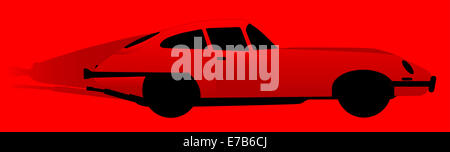 A speeding red British sports car on a red background Stock Photo