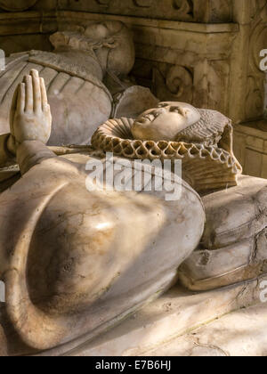 Alabaster tomb of Sir Henry Grey and his wife Anne, Bradgate Park, Leicestershire, England, UK Stock Photo