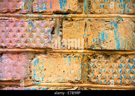 abstract background from colored old bricks Stock Photo