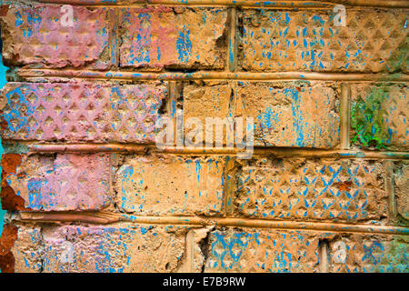 abstract background from colored old bricks Stock Photo