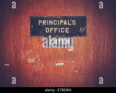 Principal's Office Door At A Public School Stock Photo