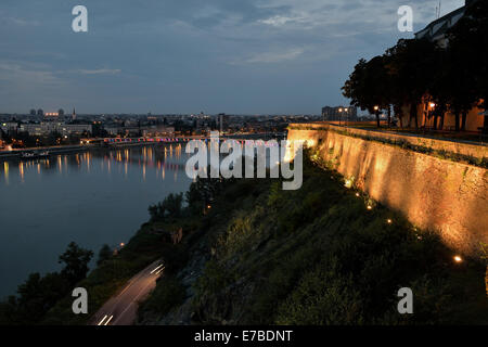 View from Petrovaradin Fortress of Liberty Bridge over the Danube, Novi Sad, Vojvodina province, Serbia Stock Photo