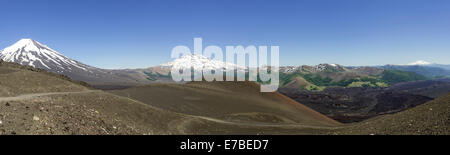 Lonquimay volcano, left, and Tolhuaca volcano, Lonquimay, Región de la Araucanía, Chile Stock Photo