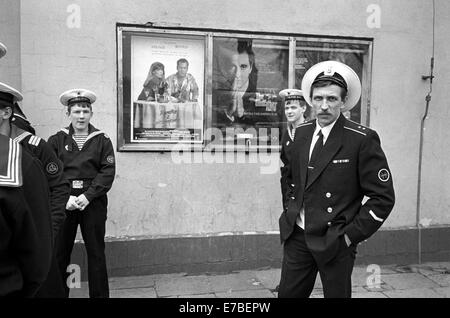 Soviet sailors in the city of Gdynia (May 1991) Stock Photo