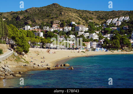 Mediterranean sea shore in Spain with the beach of Cala Canyelles Petites, Rosas, Costa Brava, Catalonia Stock Photo