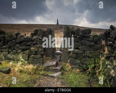 Stoodley Pike on the Pennine Way near to Todmorden and Hebden Bridge Stock Photo