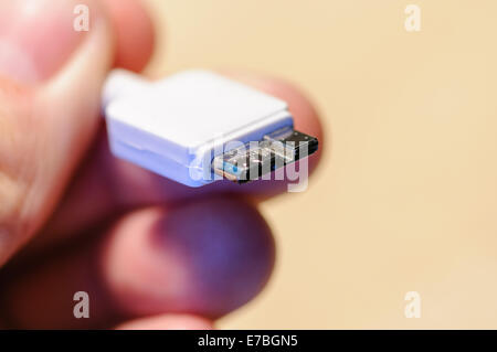 A USB3 connector plug used on new smartphones and cameras Stock Photo