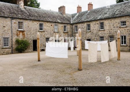 Old fashioned clothes line in the courtyard of a stately home Stock Photo