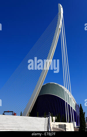 Puente de l'Assut de l'Or bridge and the Agora Hall, City of Arts and Sciences, Valencia, Comunidad Valencia, Spain, Europe Stock Photo