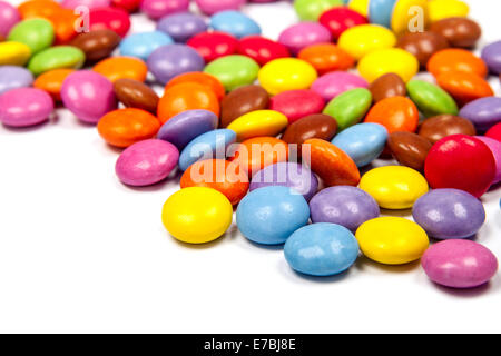 Close up of a pile of colorful chocolate coated candy Stock Photo
