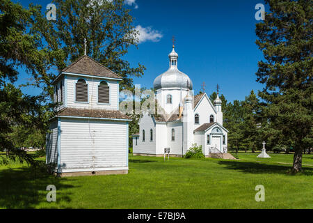 The new St. Michael's Ukrainian Greek Orthodox Church in Gardenton, Manitoba, Canada. Stock Photo