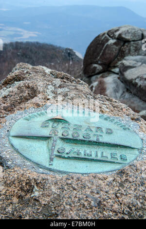 A copper sign marks the overlook of Buzzard Roost Stock Photo