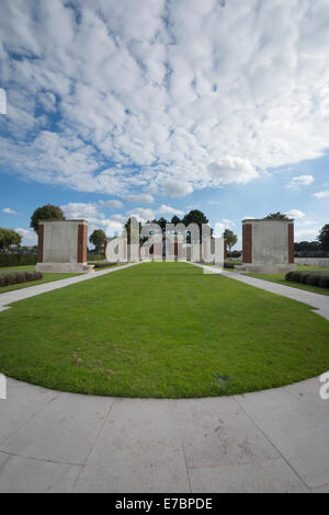 The Dunkirk Memorial and the British War Graves Section of Dunkirk Town Cemetery in France Stock Photo