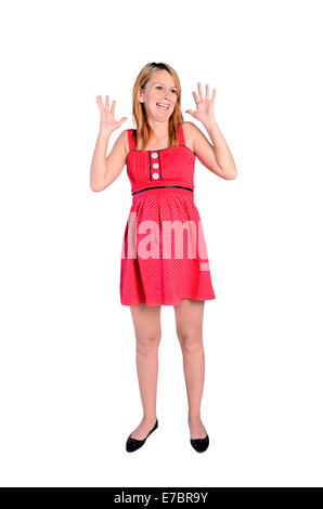 Isolated young pregnant woman scared Stock Photo