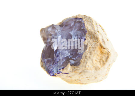 Beautiful amethyst druse close up isolated on white background - semiprecious gem used for jewels Stock Photo