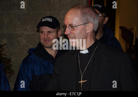 Kingswood, Bristol, UK. 13th Sep, 2014. Archbishop of Canterbury, Justin Welby, joins street pastors in Kingswood, Bristol, UK, September 12th 2014. Credit:  sophie merlo/Alamy Live News Stock Photo