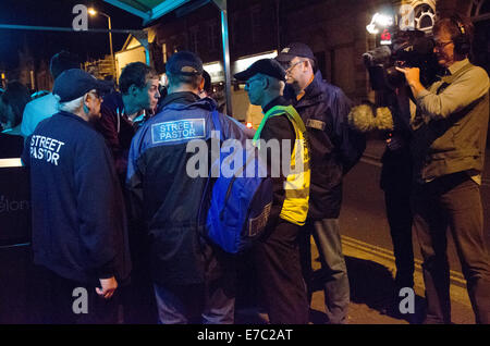 Kingswood, Bristol, UK. 13th Sep, 2014. Archbishop of Canterbury, Justin Welby, joins street pastors in Kingswood, Bristol, UK, September 12th 2014. Credit:  sophie merlo/Alamy Live News Stock Photo