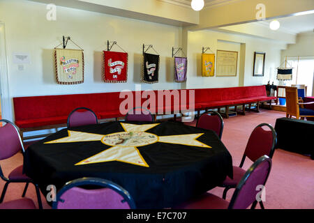 Derry, Londonderry, UK. 13th September 2014. Interior of Knights of Malta and Knights Templar meeting room, Freemasons Hall, Derry, Londonderry open to the public on UK Heritage Days. Credit: George Sweeney/Alamy Live News Stock Photo