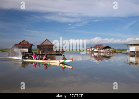 Floating village on the Tempe lake in Sulawesi, Indonesia Stock Photo