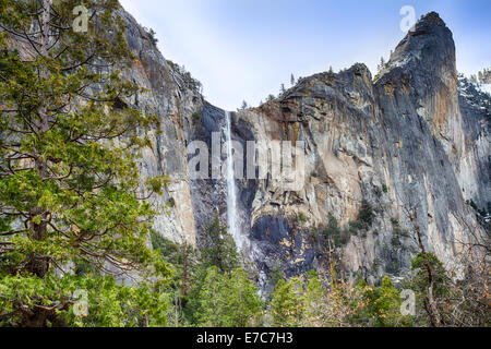 Iconic Bridalveil Falls in the Yosemite Valley. Yosemite National Park, California, USA. Stock Photo