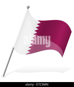 flag of Qatar illustration isolated on white background Stock Photo