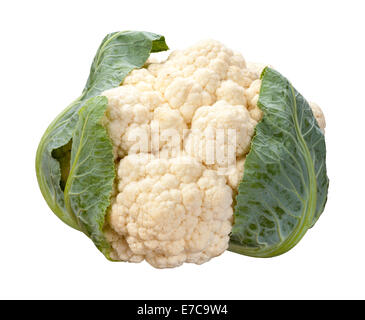 Cauliflower isolated on a white background. Full focus front to back. Stock Photo
