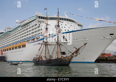Phoenix passes in front of the Adventure of the seas at the Southampton boat show 2014 Stock Photo