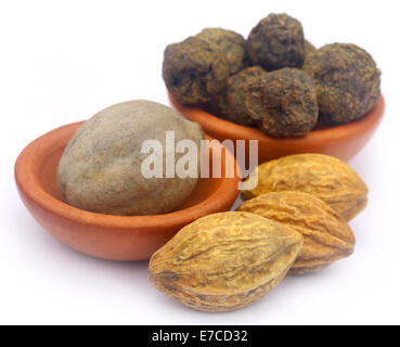 Triphala, a combination of ayurvedic fruits, of Indian subcontinent Stock Photo