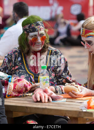 Birmingham UK. Thirteenth September 2014. There a hippy zombies too. An annual event to raise money for Birmingham Children's Hospital. Credit: Chris Gibson/Alamy Live News. Stock Photo