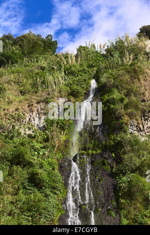 The waterfall called El Cabello Del Virgen (The Virgin's Hair) in the small town of Banos in Tungurahua Province, Ecuador Stock Photo