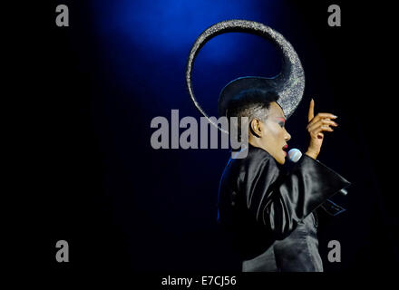 London, UK. 13th September, 2014. Grace Jones performs live in London Credit:  Rachel Megawhat/Alamy Live News Stock Photo