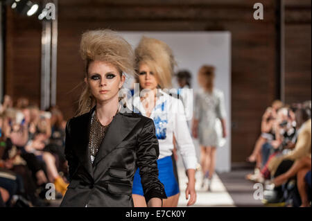 London, UK, 13 September 2014.  Models walks down the runway at the Ethologie show by the designer Jasper Garvida during London Fashion Week at the ME London Hotel in The Strand.  Credit:  Stephen Chung/Alamy Live News Stock Photo